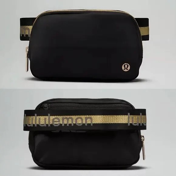 lululemon athletica Handbags - Lululemon Everywhere Crossbody Belt Bag Wordmark Black and Gold Logo
